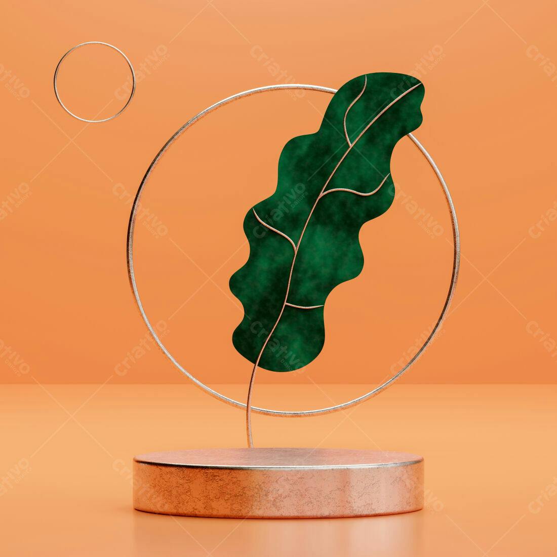 Folha Verde em Arranjo Metálico
