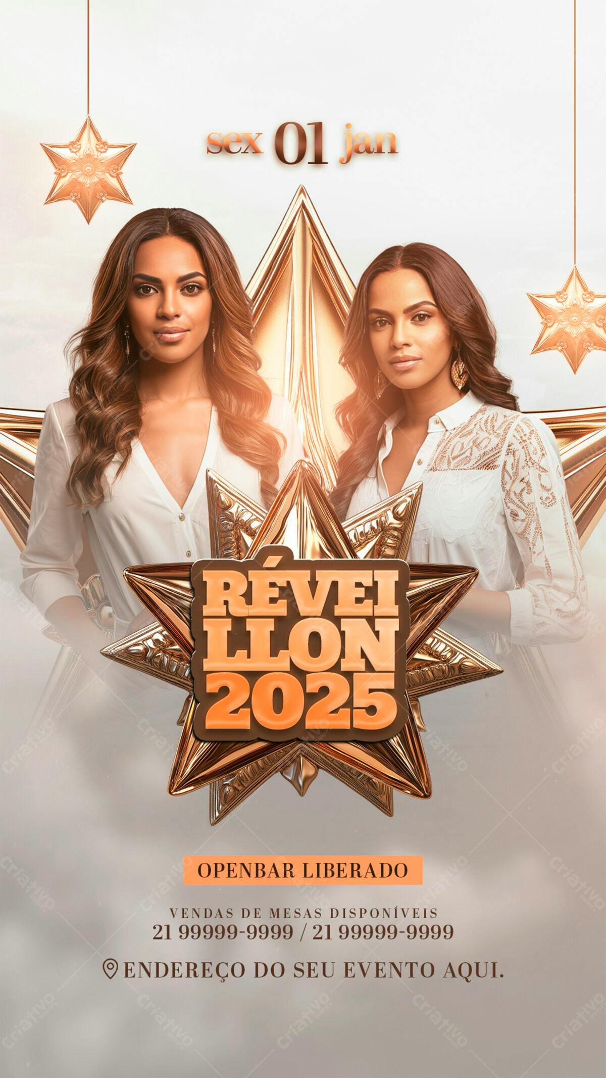 Flyer para Réveillon 2025 PSD Editável