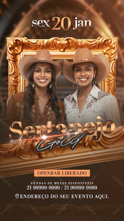 Flyer Evento Sertanejo Gold Story