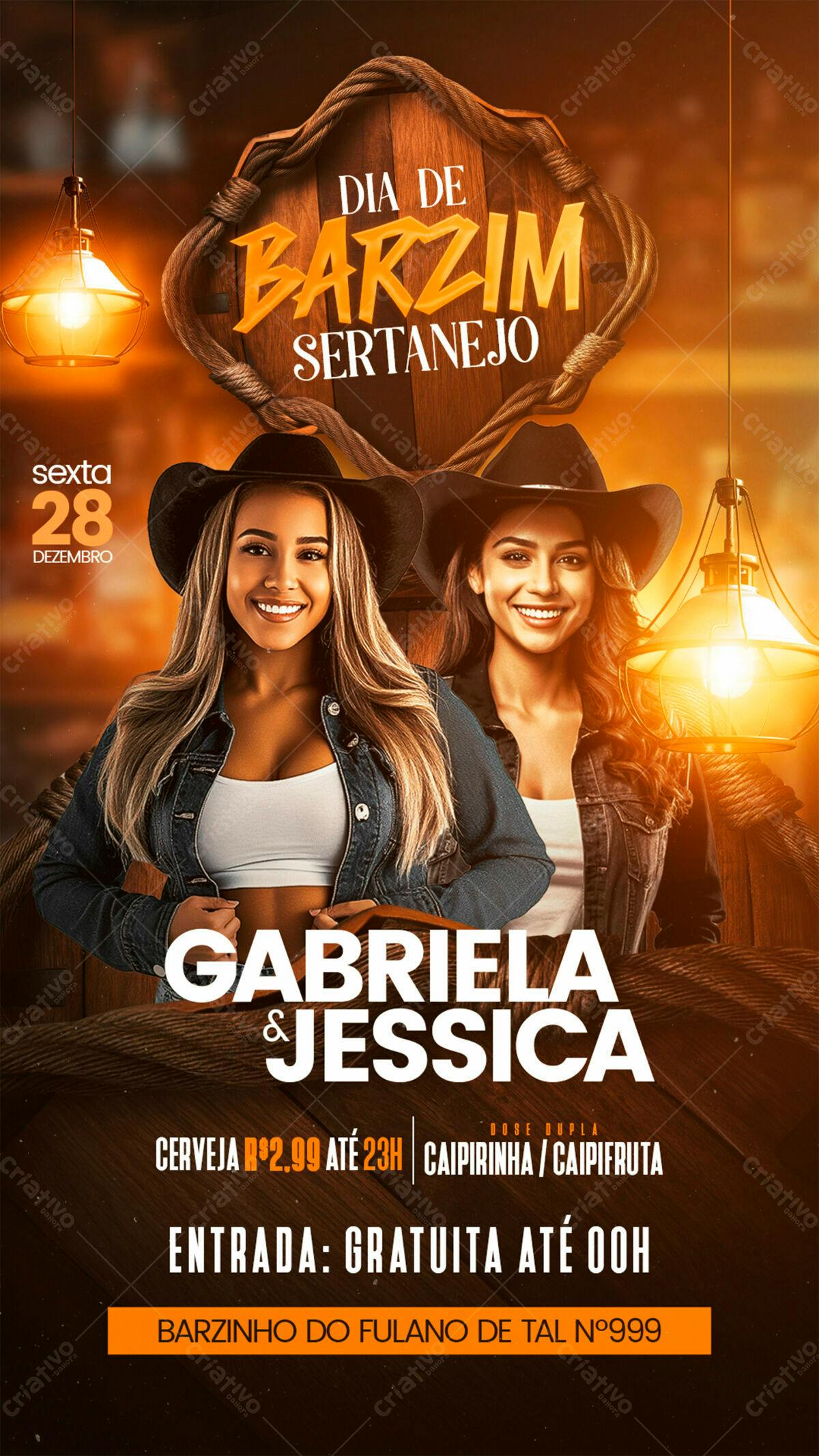 Flyer para Festa Sertaneja com Gabriela & Jessica PSD Editável