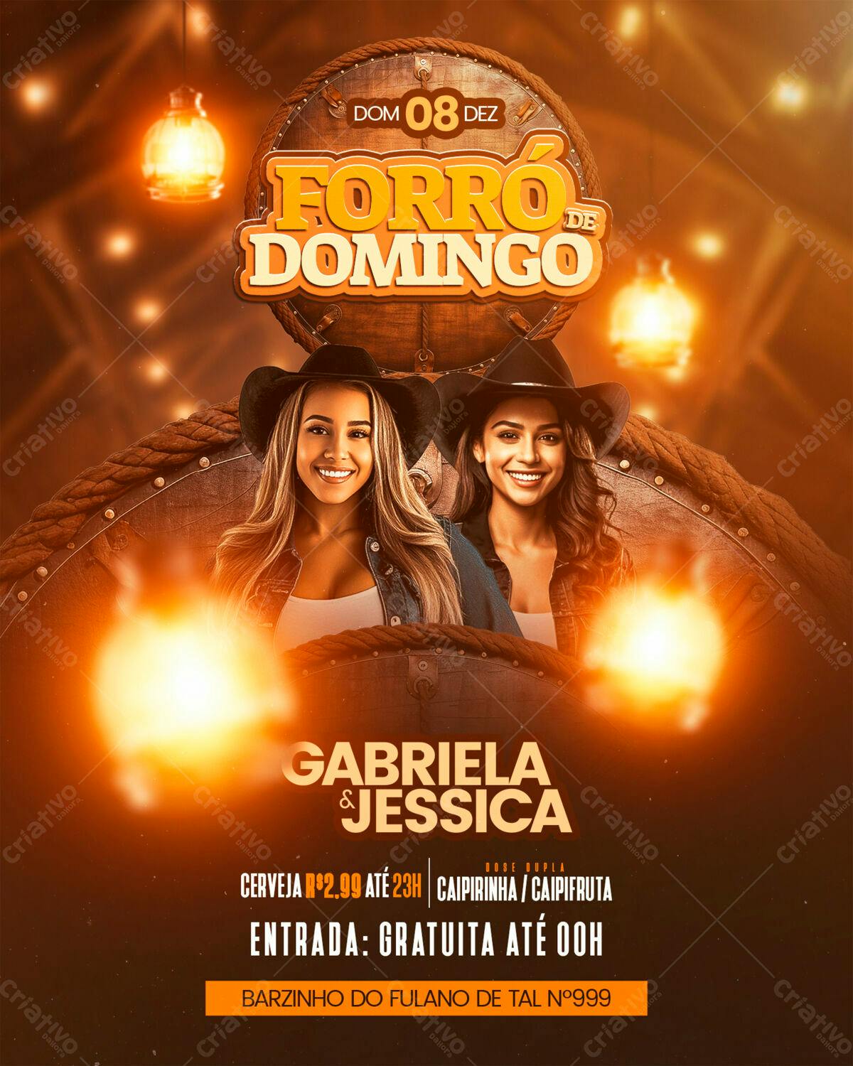 Flyer Forró de Domingo PSD Editável