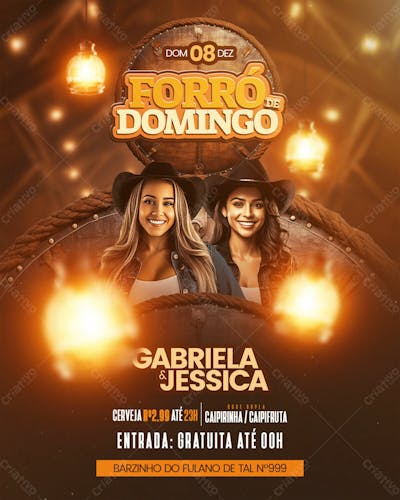 Flyer Evento Forro Domingo Feed