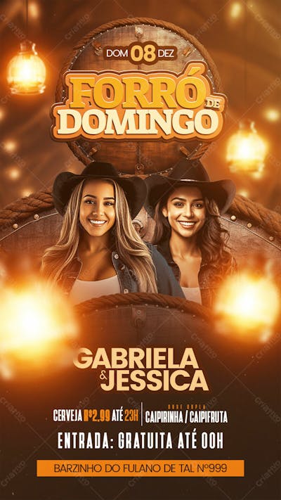 Flyer Evento Forro Domingo Story