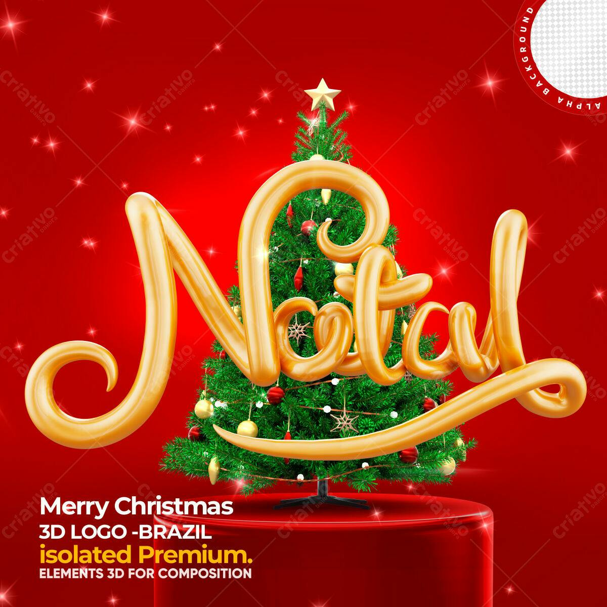 Selo 3D Natalino Dourado 3D