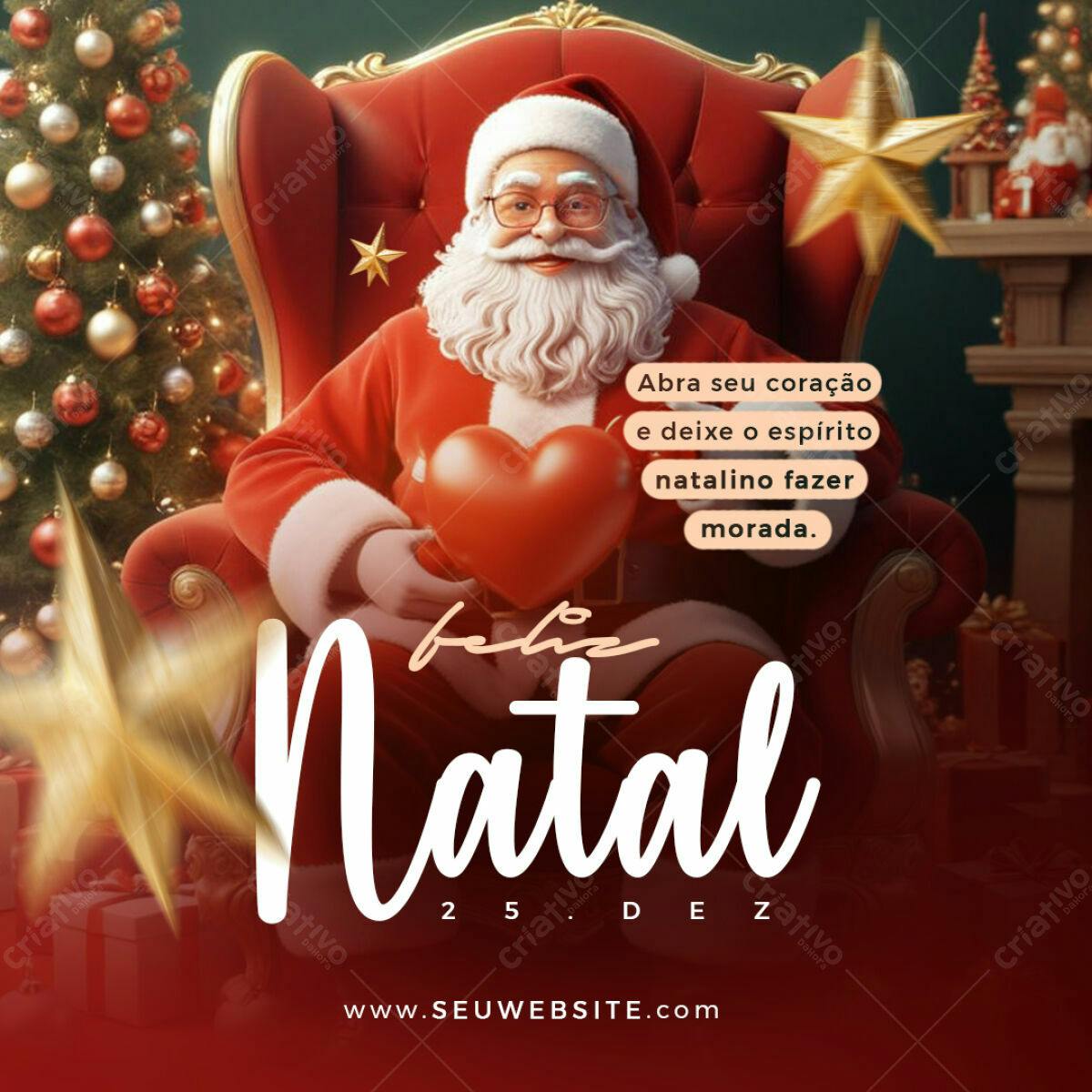 Postagem de Natal com Papai Noel PSD Editável