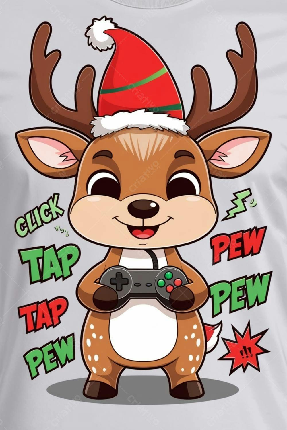 Rena fofa jogando videogame Natal