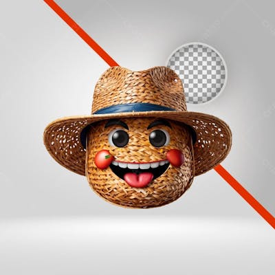 Emoji, Figurinha, 3D, São João, Caipira,  Chapéu De Palha