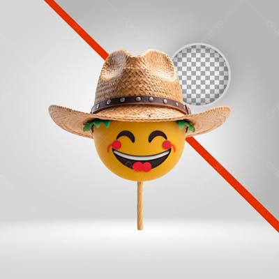 Emoji, Figurinha, 3D, São João, Caipira,  Chapéu De Palha