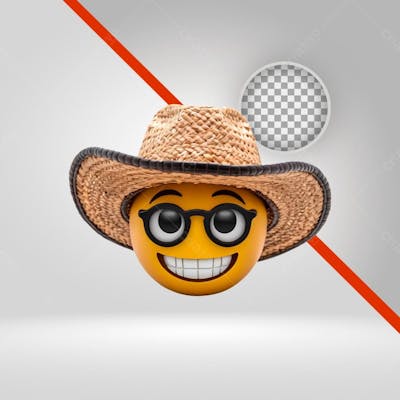 Emoji, Figurinha, 3D, São João, Caipira,  Chapéu De Palha