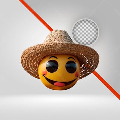 Emoji, Figurinha, 3D, São João, Caipira,  Chapéu De Palha