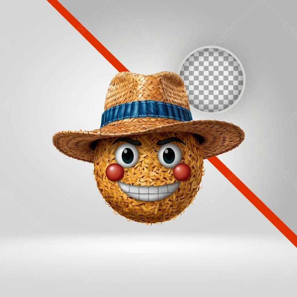 Emoji, Figurinha, 3D, São João, Caipira,  Chapéu De Palha