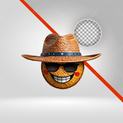 Emoji, Figurinha, 3D, São João, Caipira,  Chapéu De Palha