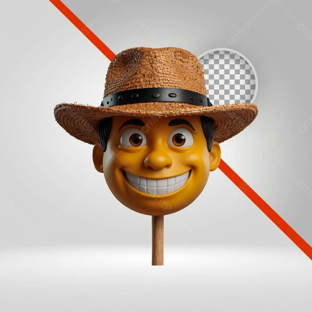 Emoji, Figurinha, 3D, São João, Caipira,  Chapéu De Palha
