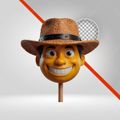 Emoji, Figurinha, 3D, São João, Caipira,  Chapéu De Palha
