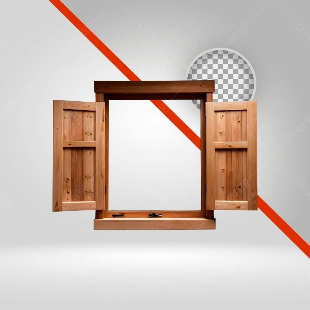 Janela de madeira PNG com fundo transparente