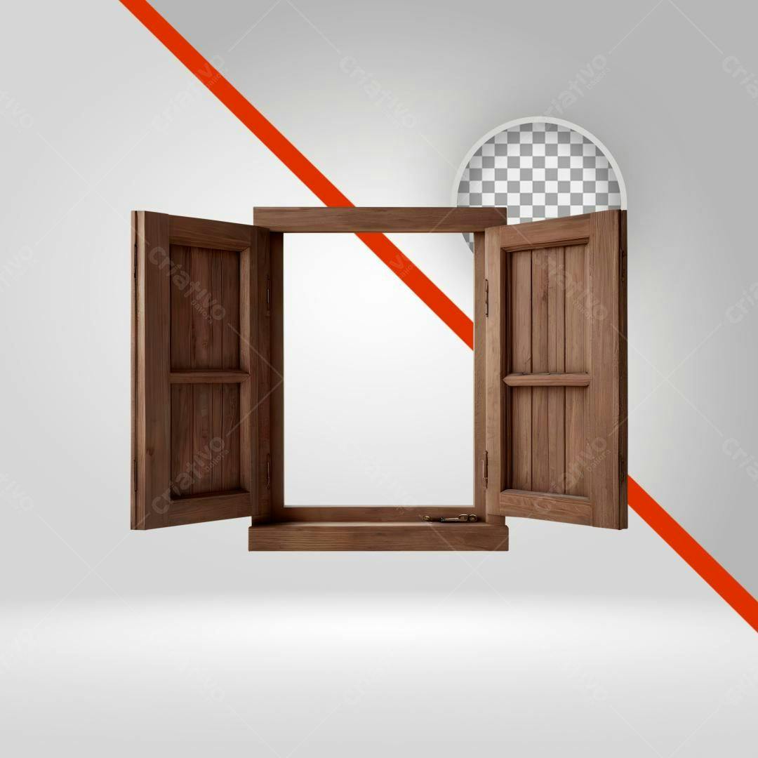 Janela de madeira PNG com fundo transparente