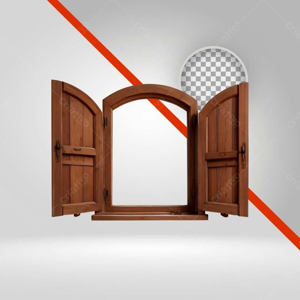 Janela De Madeira 3D, Elemento Png Para São João, Arco