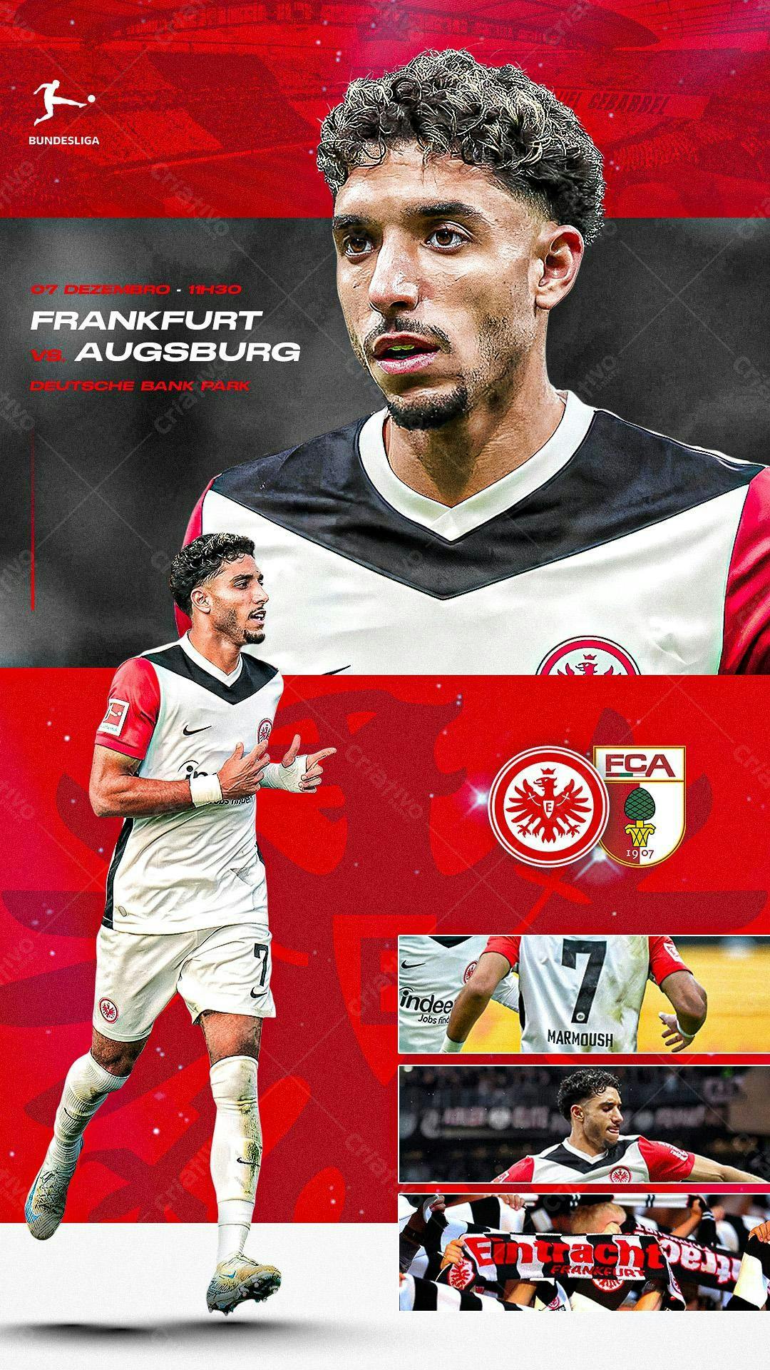 Poster de Futebol Frankfurt x Augsburg PSD Editável