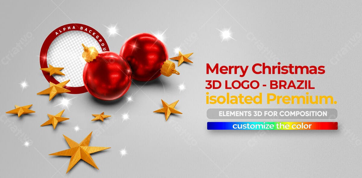 Selo 3D Natalino Vermelho e Dourado