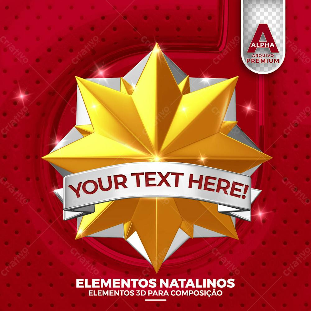 Estrela De Natal 3D Texto Editavel Psd