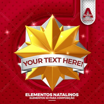 Estrela De Natal 3D Texto Editavel Psd