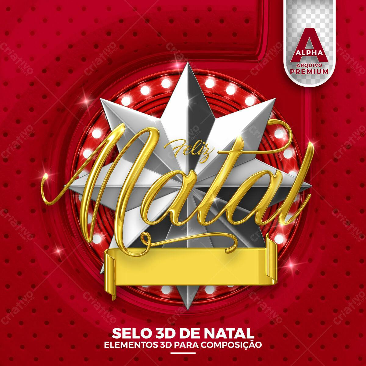 Selo 3D Natalino Dourado e Prateado
