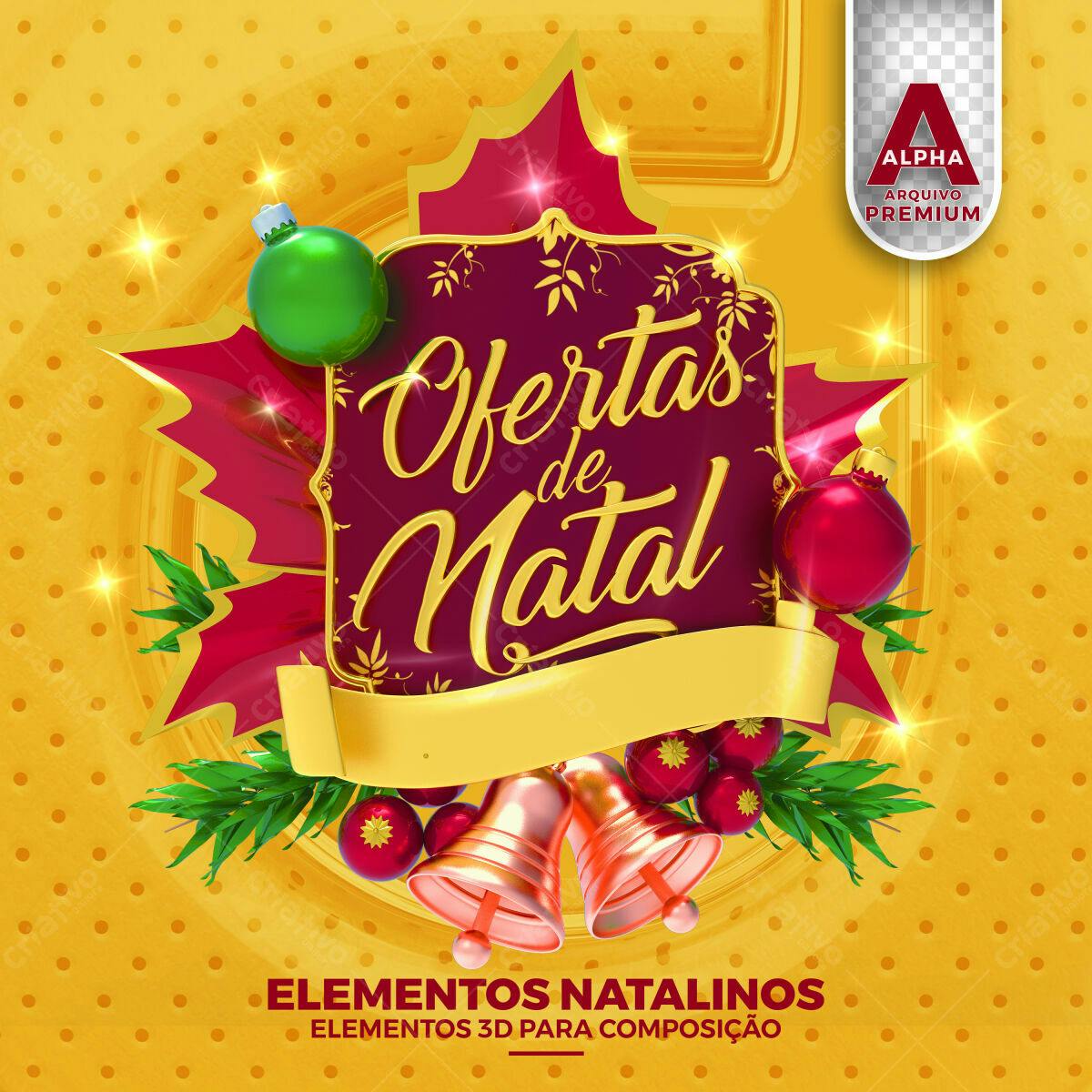 Selo 3D Natalino Dourado e Bordô