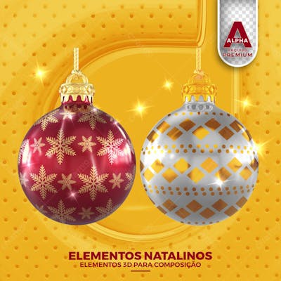 Elementos Natalino Natal Elementos 3D Para Composicao Psd