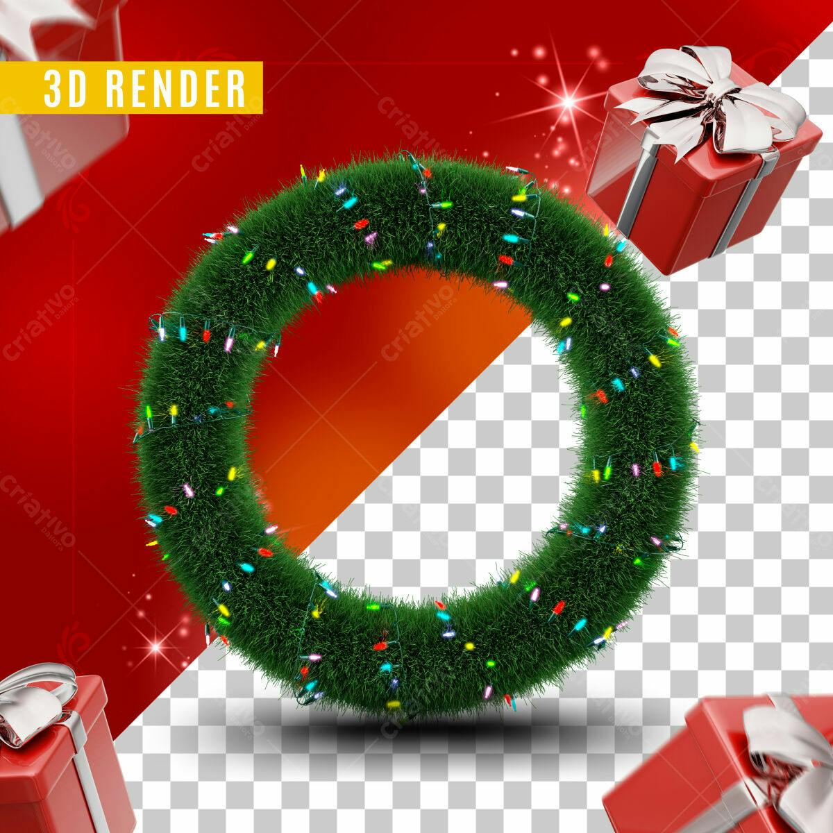 Selo 3D Natalino Verde e Colorido