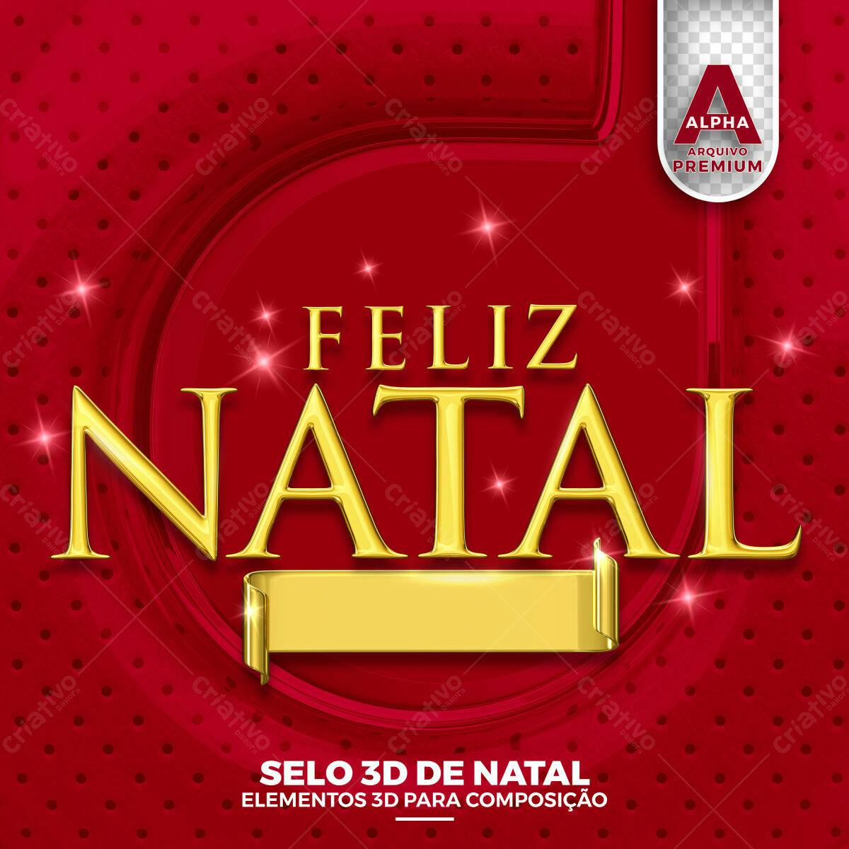 Selo 3D Natalino Dourado Luxuoso