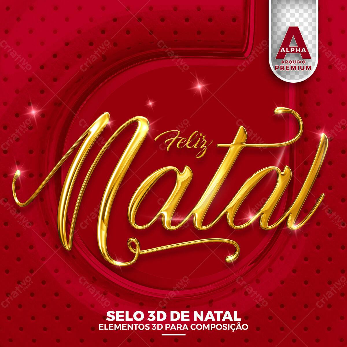 Selo 3D Natal dourado metalizado