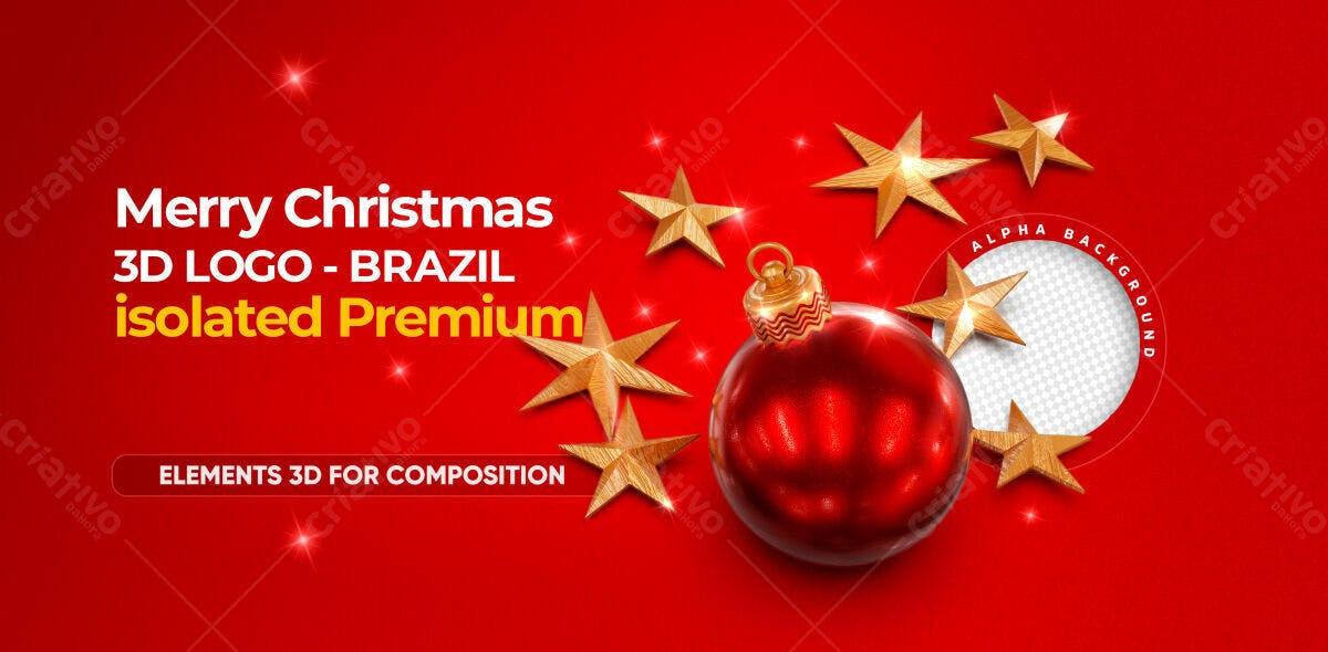 Selo 3D Natalino Vermelho e Dourado Premium
