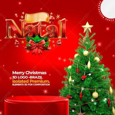 Natal Selo 3D Elementos Natalino Para Composicao Psd Editavel