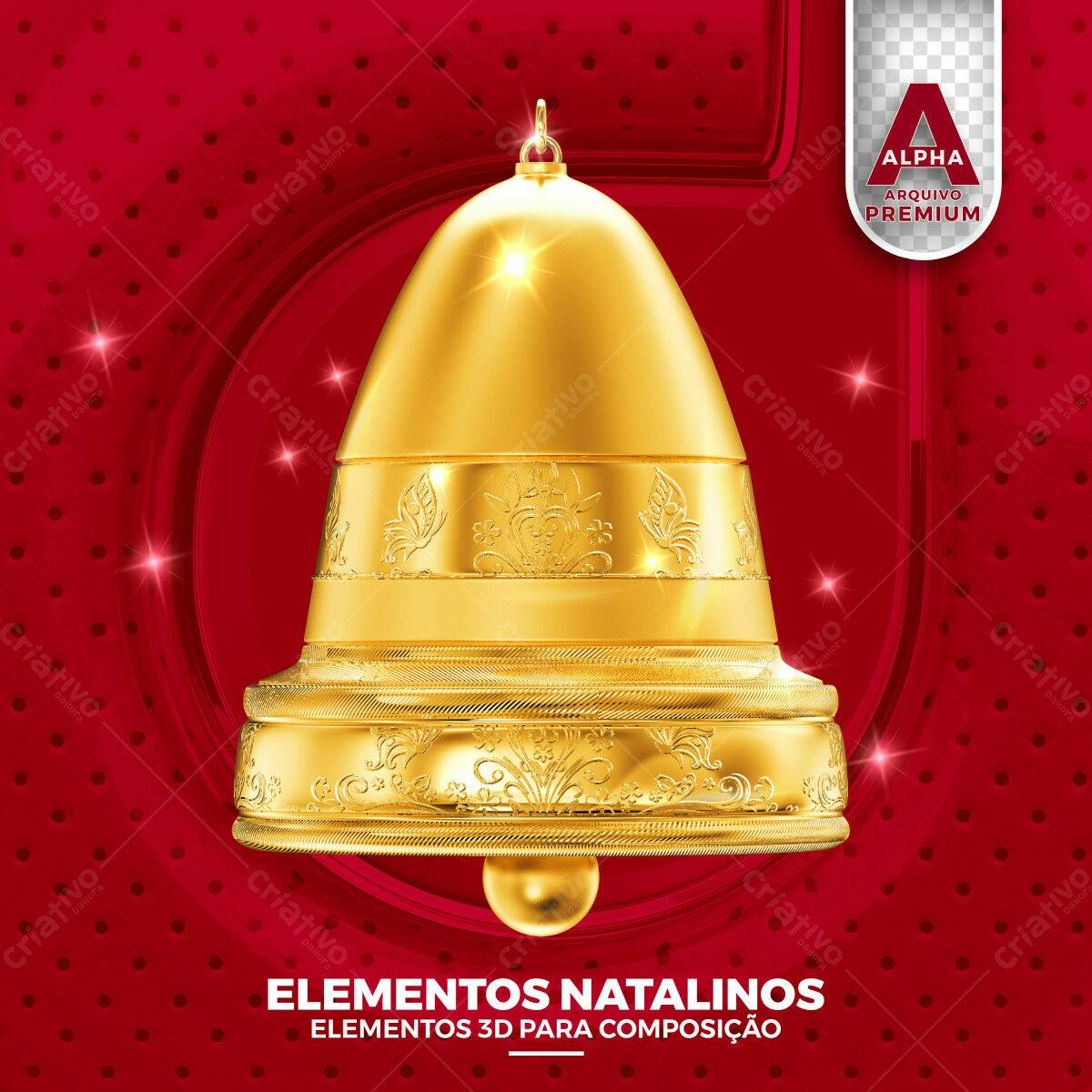 Selo 3D Natalino Formato Sino Dourado