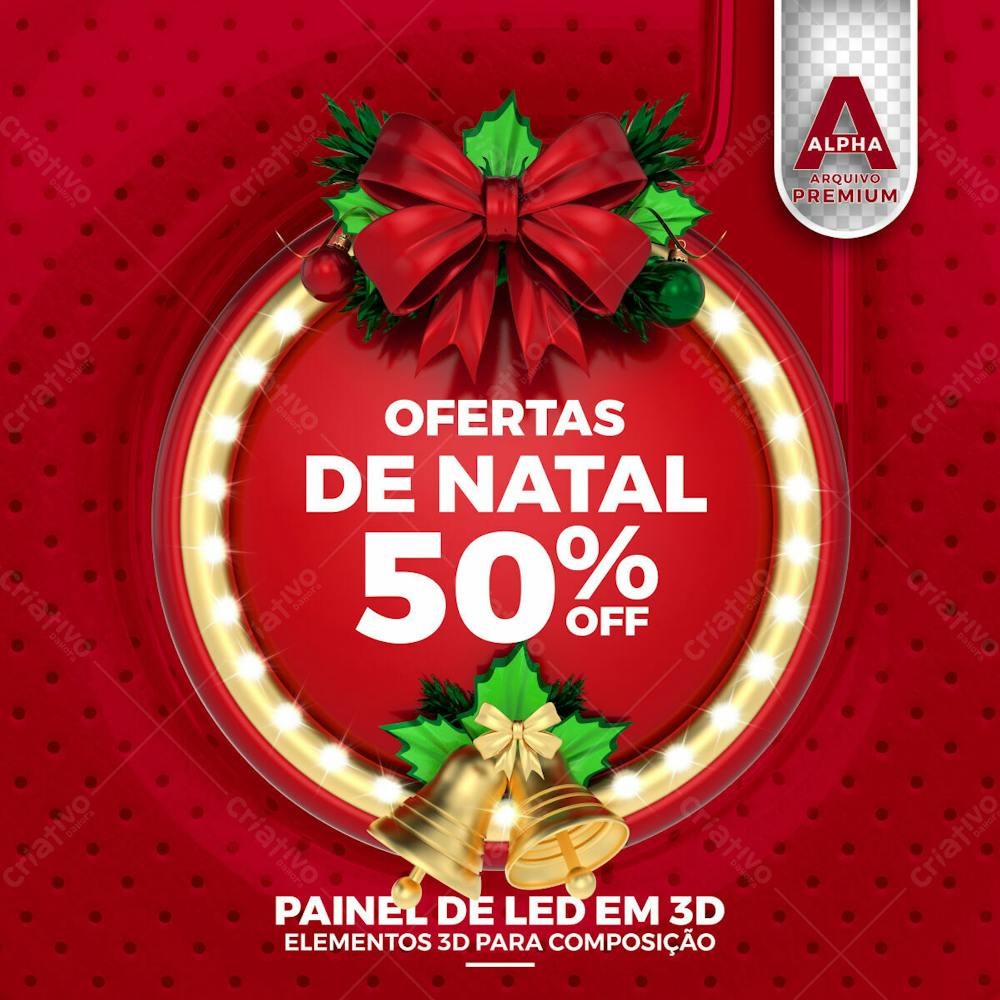 Ofertas De Natal 50% Off Elemento 3D Psd Editavel