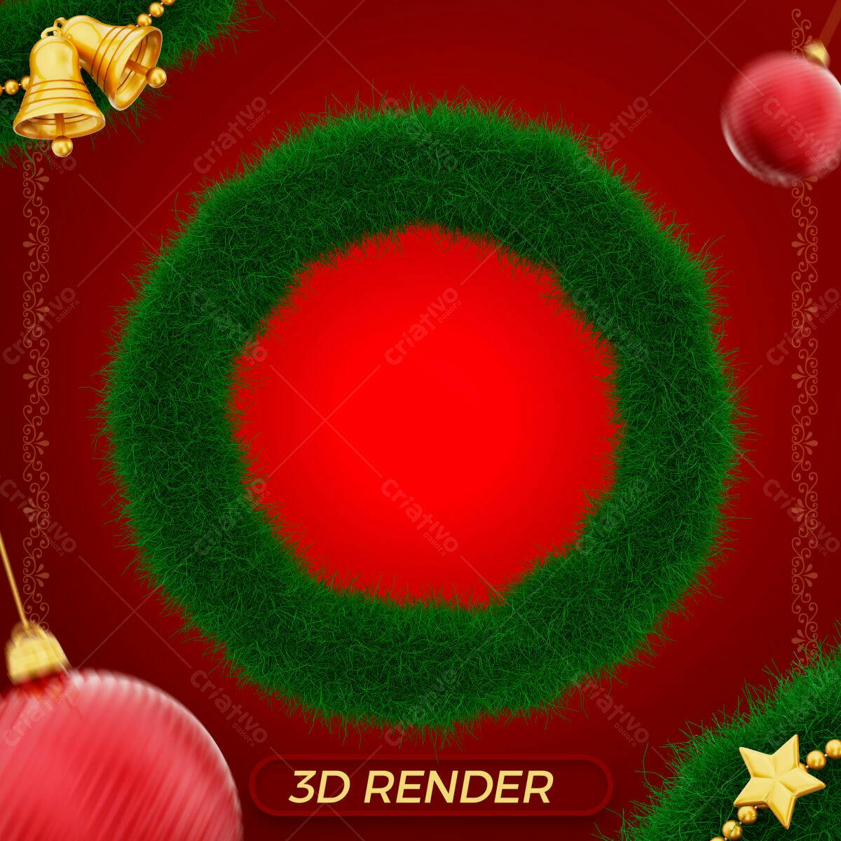 Selo 3D Natalino Verde com Acabamento Felpudo