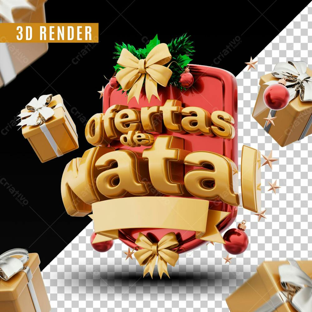 Natal De Ofertas Selo 3D Para Composicao Psd Editavel