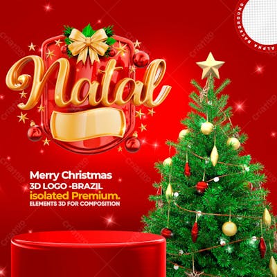 Natal Selo 3D Elementos Natalino Para Composicao Psd Editavel