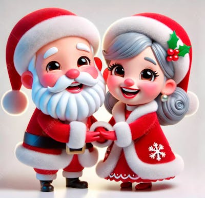 3D Do Papai Noel E Mamãe Noel