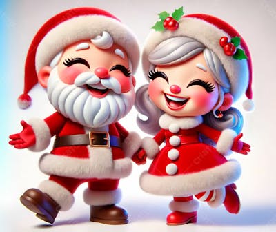 3D Do Papai Noel E Mamãe Noel