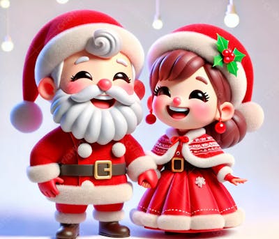 3D Do Papai Noel E Mamãe Noel