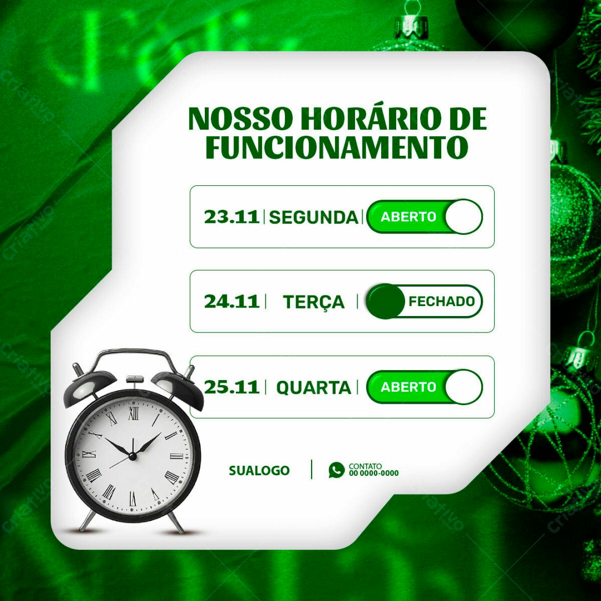 Horários de Funcionamento Natal PSD Editável