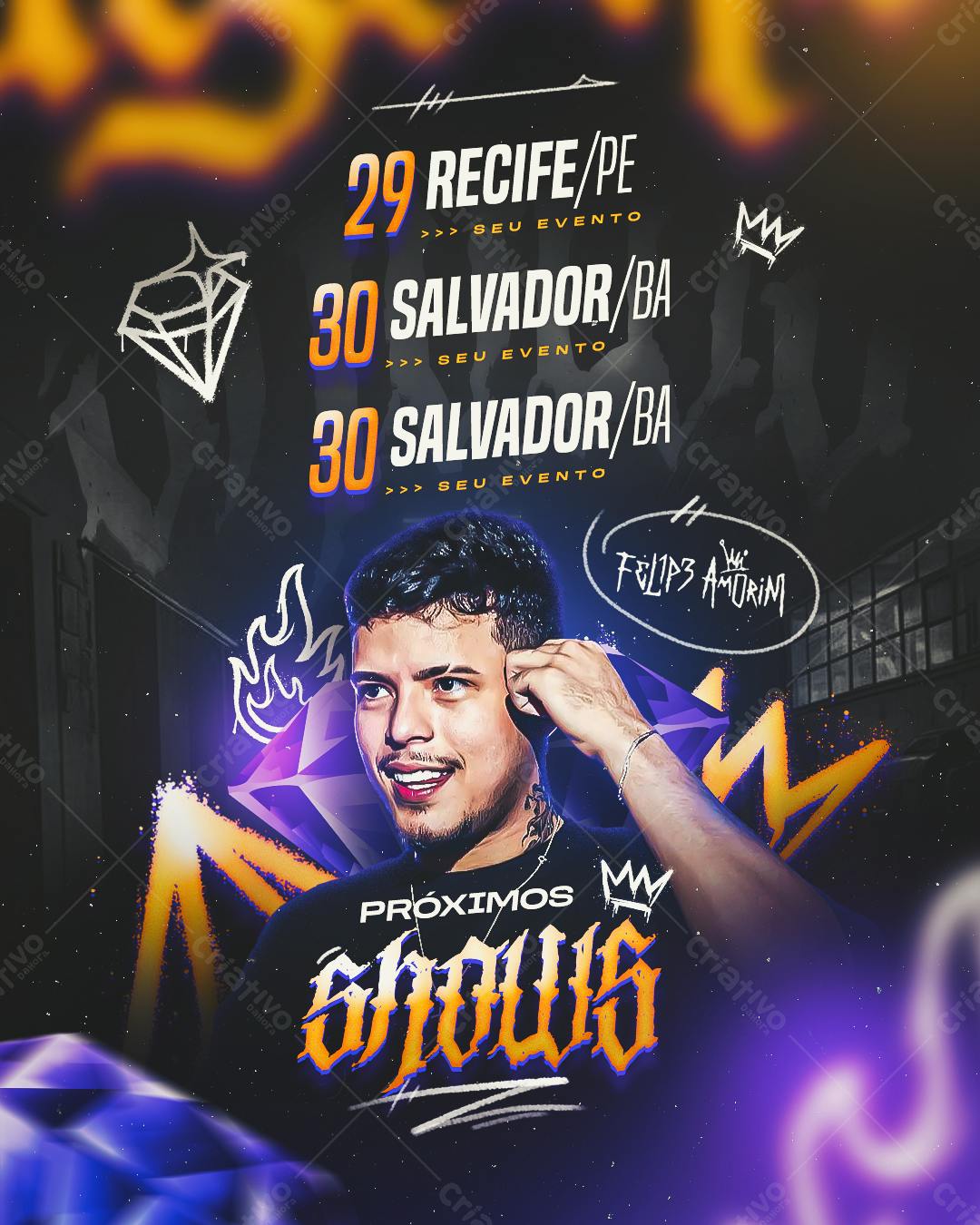 Flyer para Shows de Felipe Amorim PSD Editável