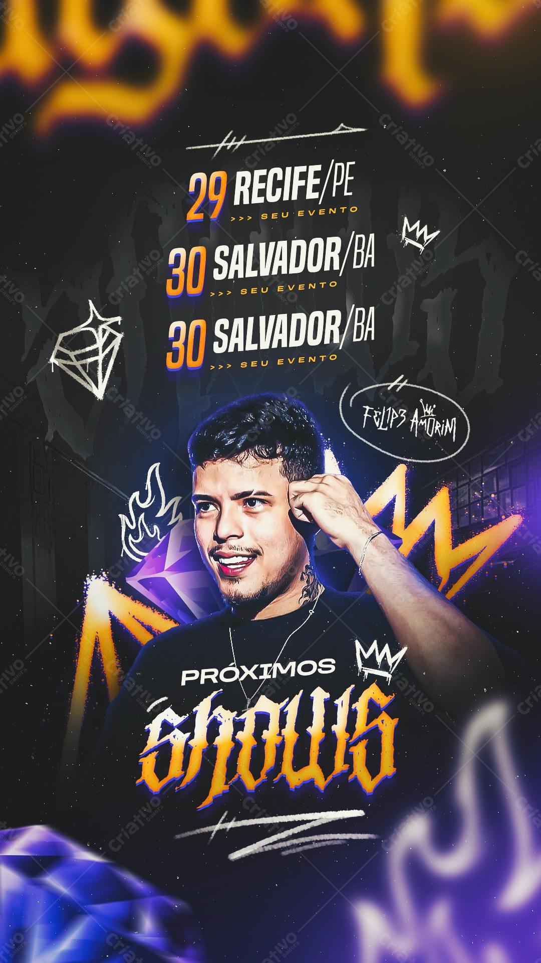 Flyer para Show de Felipe Amorim PSD Editável