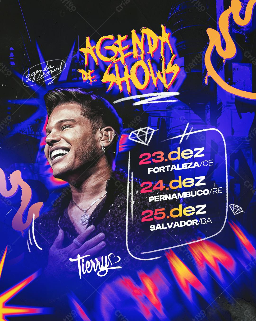 Flyer Show do Cantor Thierry PSD Editável