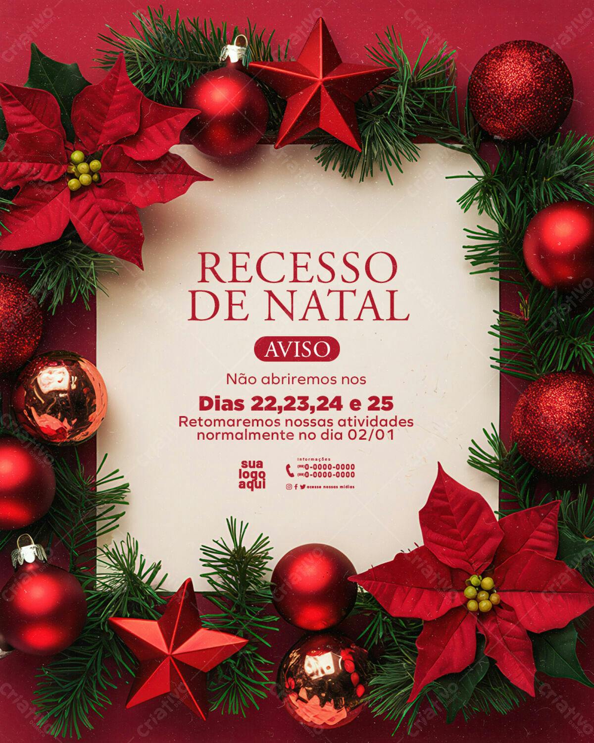 Flyer Recesso de Natal PSD Editável