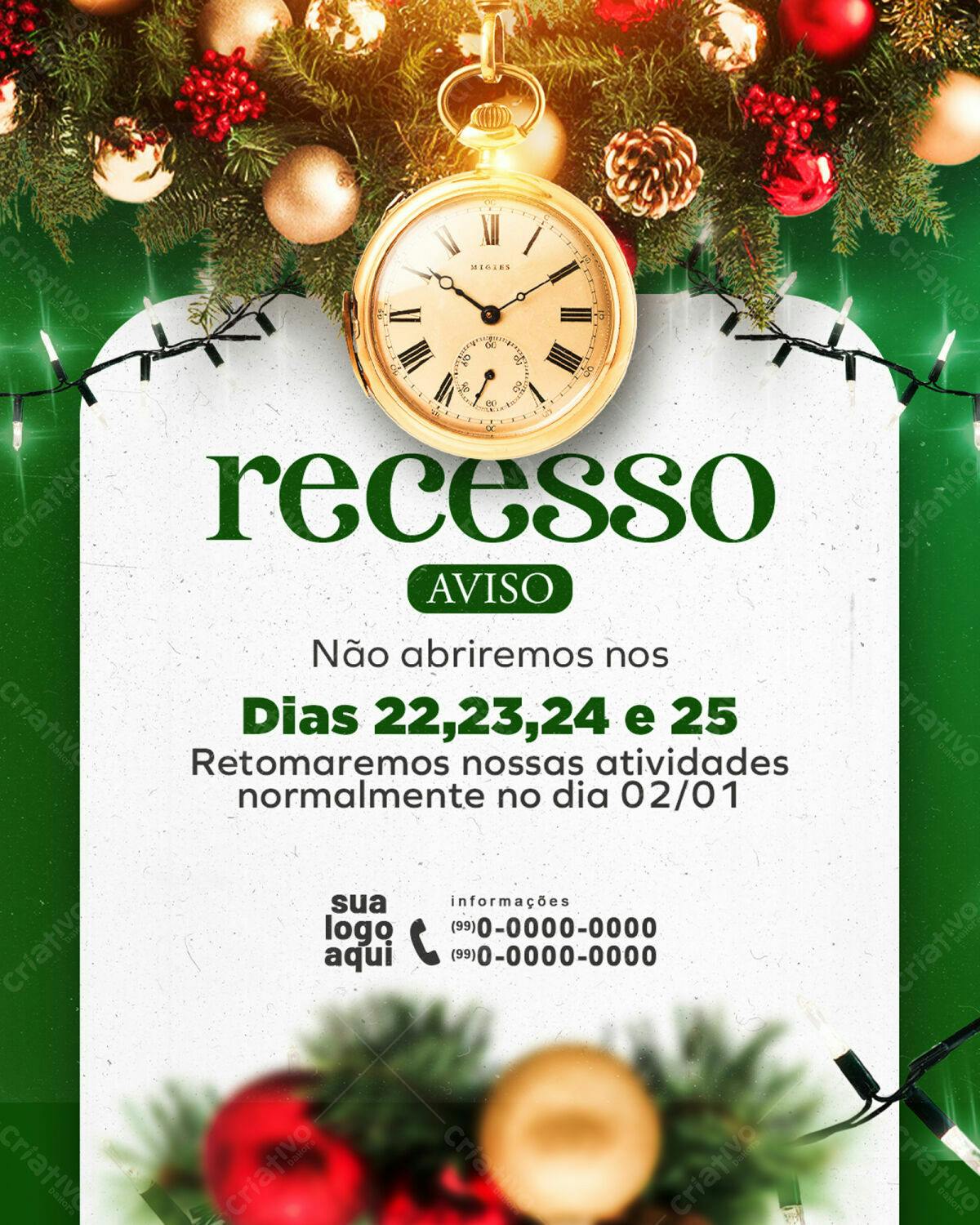 Flyer Recesso de Natal PSD Editável