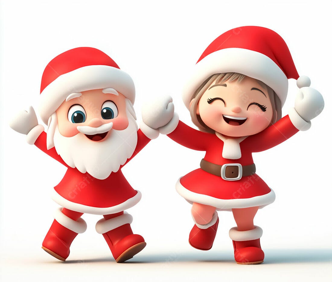 Papai Noel e menina animados Natal