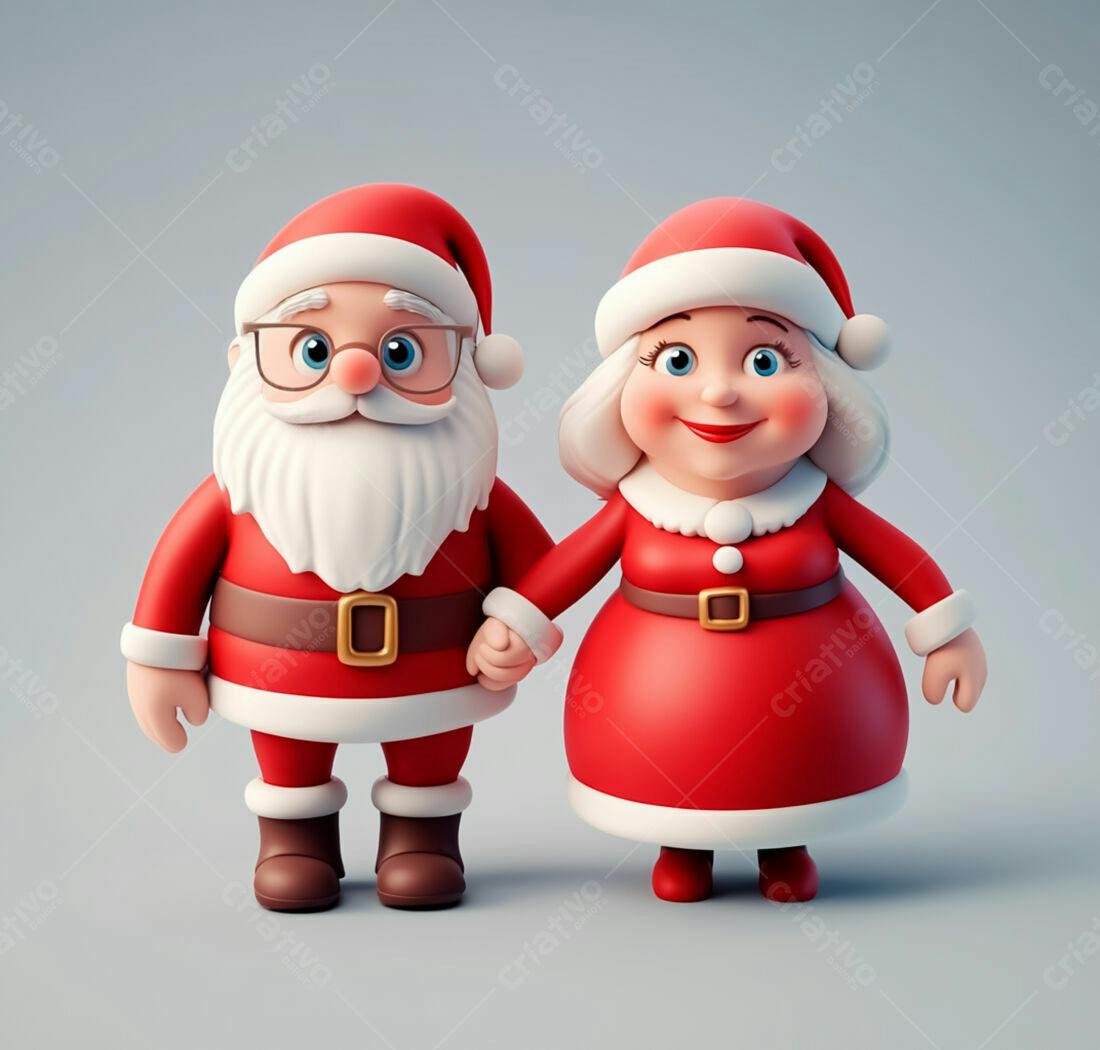 Papai e Mamãe Noel de mãos dadas