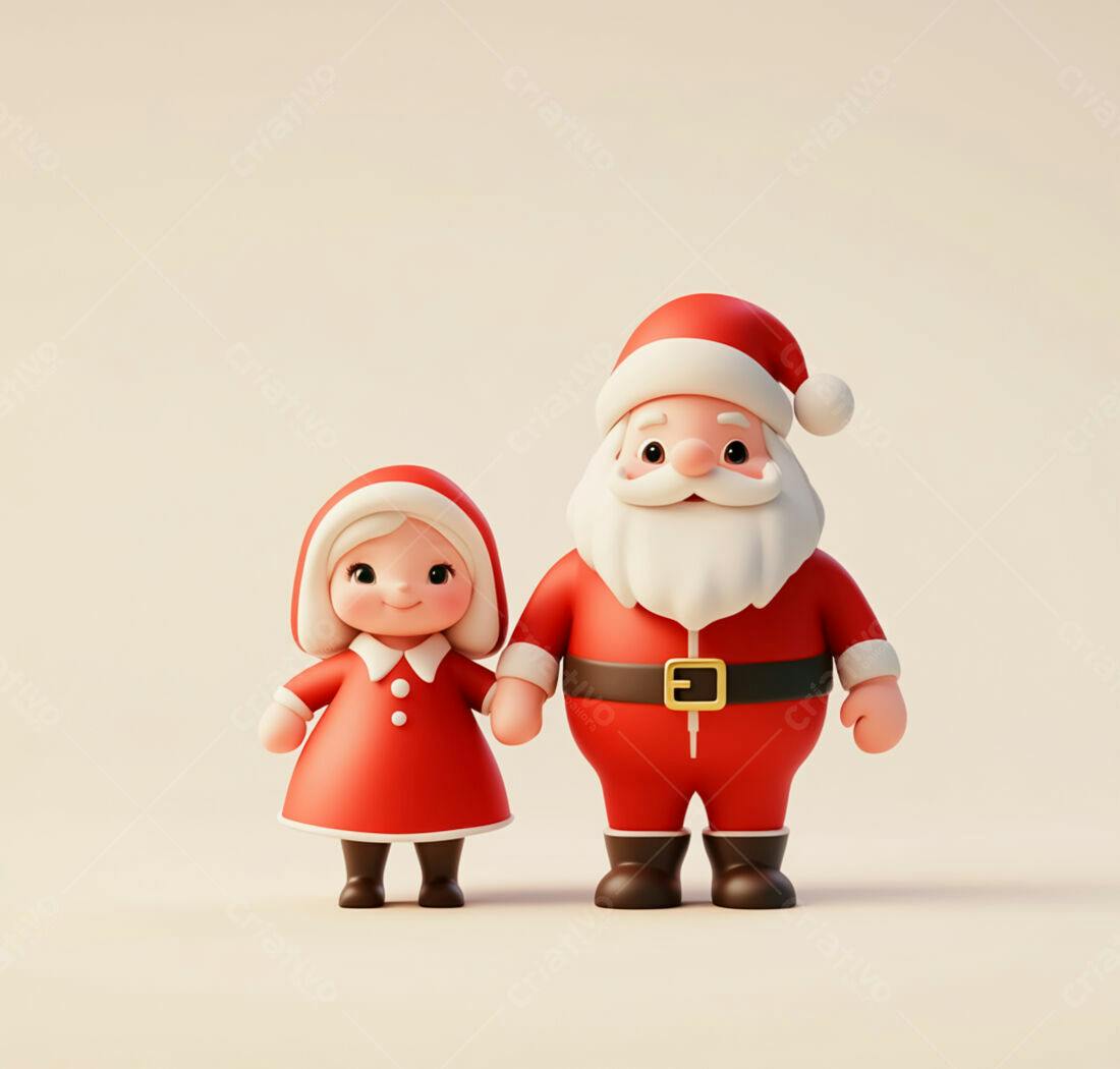Papai Noel e menina de mãos dadas Natal